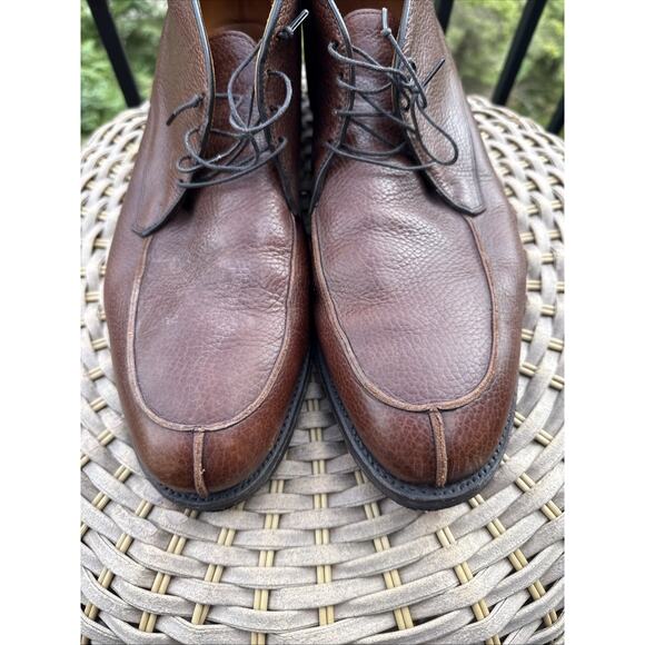 Allen Edmonds Worthingtons Cognac Brown Pebbled Leather Chukka Ankle Boots 15D - Picture 9 of 16
